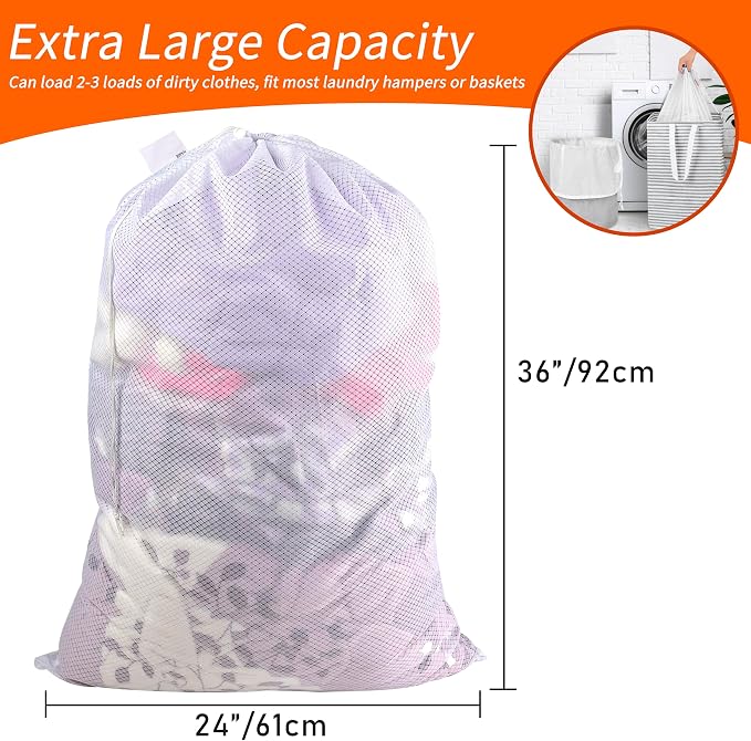 Polecasa 2 Pack Heavy Duty Diamond Mesh Laundry Bag - Image 3