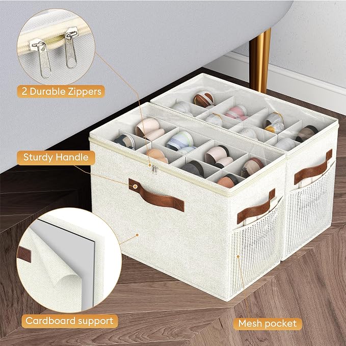 2 Pack Shoe Organizer for Closet, Foldable Shoe Storage - Image 6