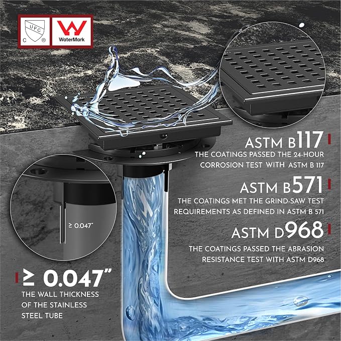 6 Inch Square Shower Floor Drain - Image 5