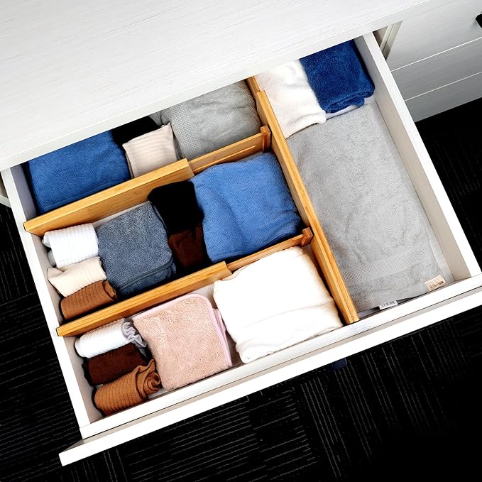 Utoplike Bamboo Drawer Organizer, in Kitchen, Bedroom Drawer, Fit 14"-16" - Image 4