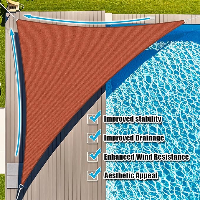 Amagenix Sun Shade Sail 18'X18'X25.5' Curved Edge Outdoor Shade Canopy Rust Red Breathable 95% UV Block Shade Cloth for Patio Garden Backyard (We Make Custom Size)