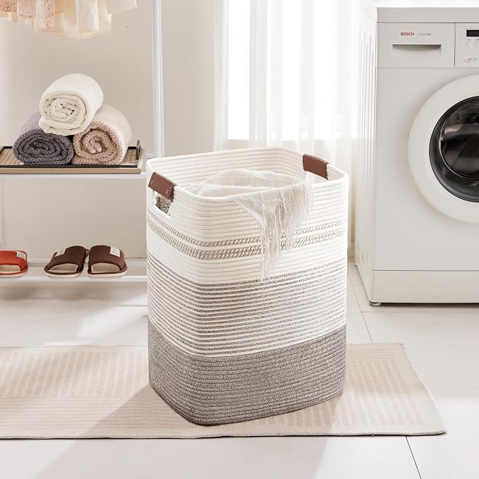 85L Tall Woven Laundry Basket Hamper - Image 3