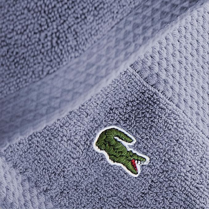 Lacoste Heritage Supima Cotton 6-Piece Towel Set, Light Denim | Highly Absorbent - Image 7