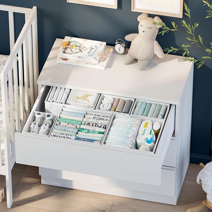 Drawer Organizer Clothes Set of 12 White-Grey - Image 3
