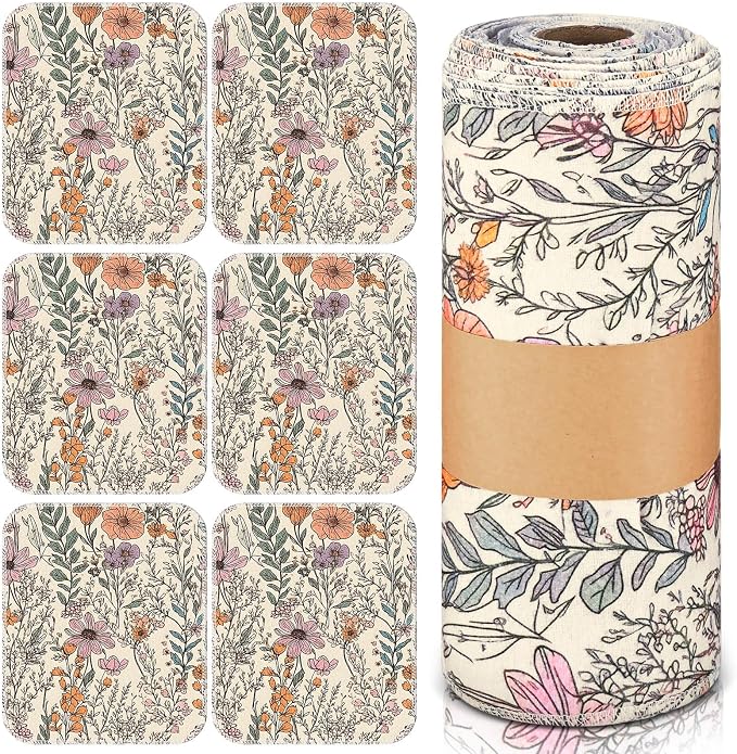 Reusable Kitchen Cloths Cotton Towel, 36 Pack, Cute Wildflower by Noveread