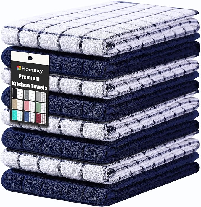 Homaxy Large Premium Cotton Kitchen Towels 16"x 28", 8 Pack, Dusty Blue by Homaxy