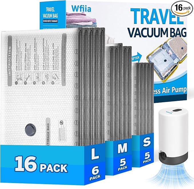 15+1 Packs Vacuum Bags for Travel by Wfiia