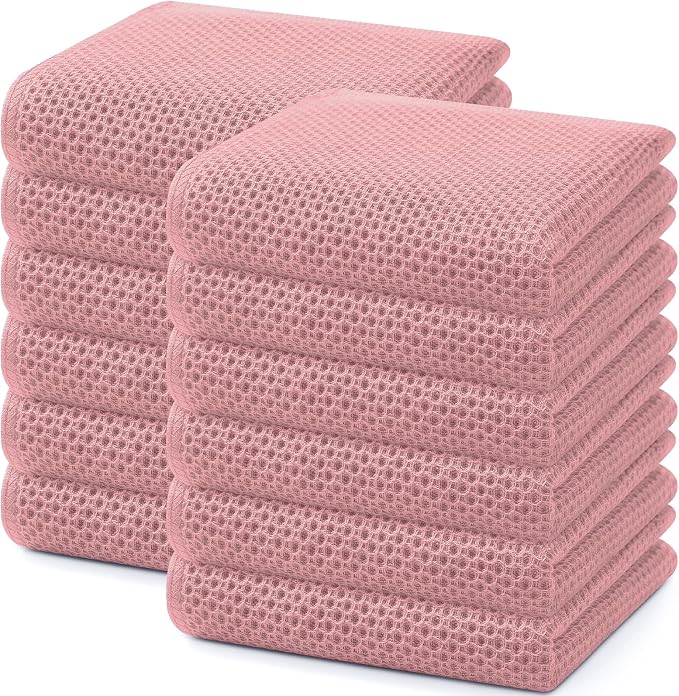 Homaxy 100% Cotton Waffle Weave Kitchen Dish Towels 12-Pack, Dried Rose | 13 x by Homaxy