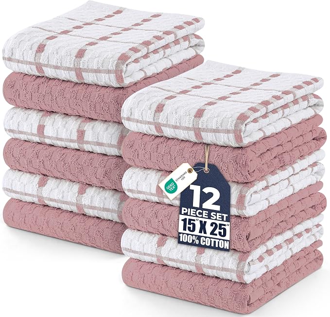 Utopia Towels Kitchen Towels 12 Pack 15x25 Inch Ring Spun Cotton Pink | Super by Unknown