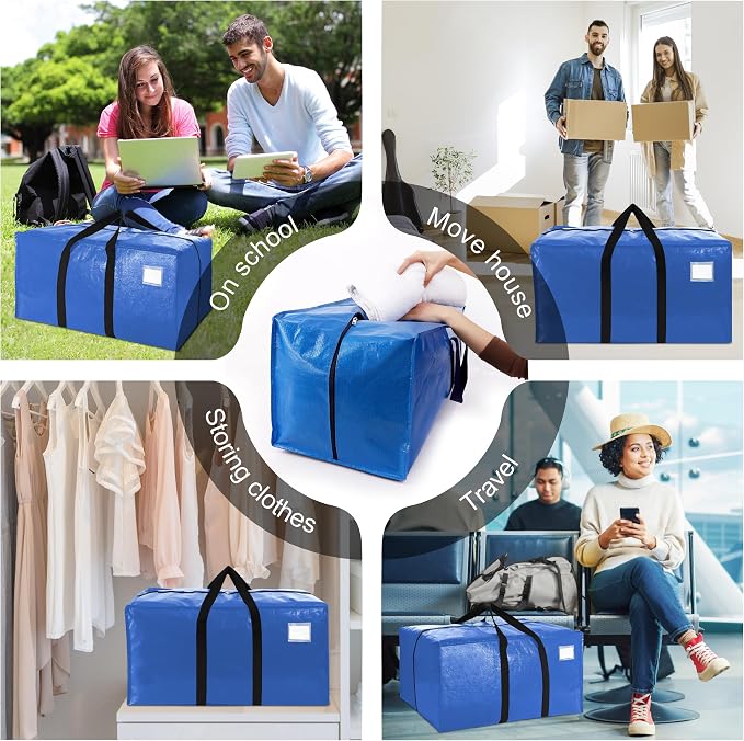 VELVETSURE 12 Pack Heavy Duty Extra Large Moving Bags W/Backpack Straps - Image 6