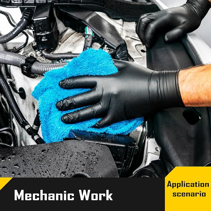 COOLJOB 5 Mil Black Disposable Nitrile Gloves - Image 4