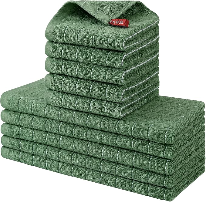 Homaxy Kitchen Towels and Dishcloths Set, Grass Green by Homaxy