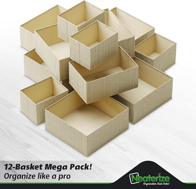 Drawer Organizer Clothes Set of 12 Beige - Image 4