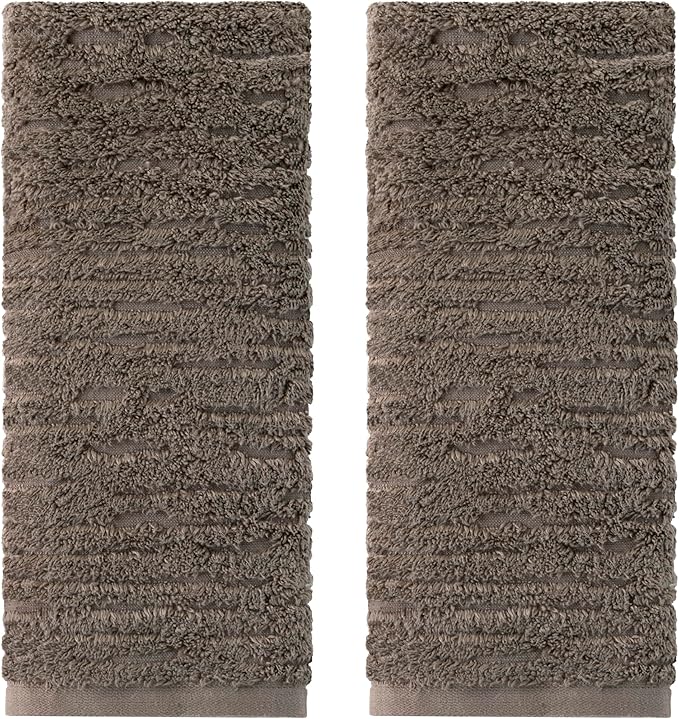 SKL Home CloudSoft Hand Towel Set-2-Piece, 100% Cotton Luxury, Mink Brown | by SKLHomebySaturdayKnightLtd