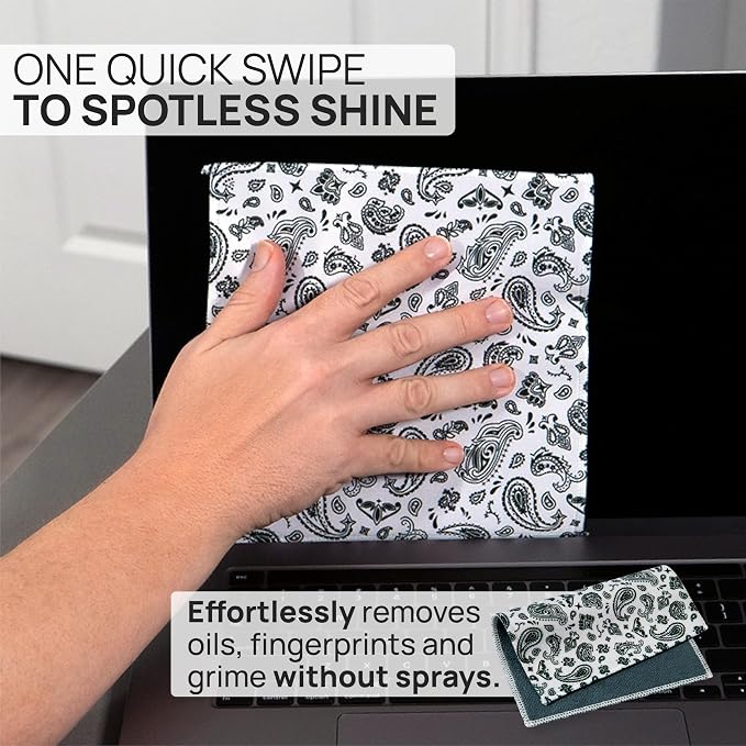 Microfiber Wholesale Quick Cloth Glasses Cleaning Cloths 8x8 Paisley White | - Image 2