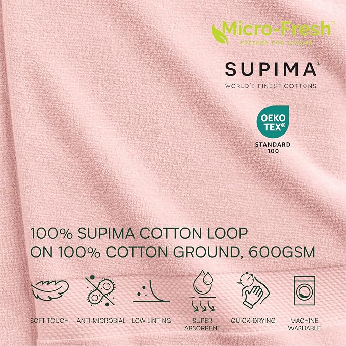 Lacoste Heritage 100% Supima Cotton Wash Cloth 13" x 13", Light Pink | Highly - Image 3