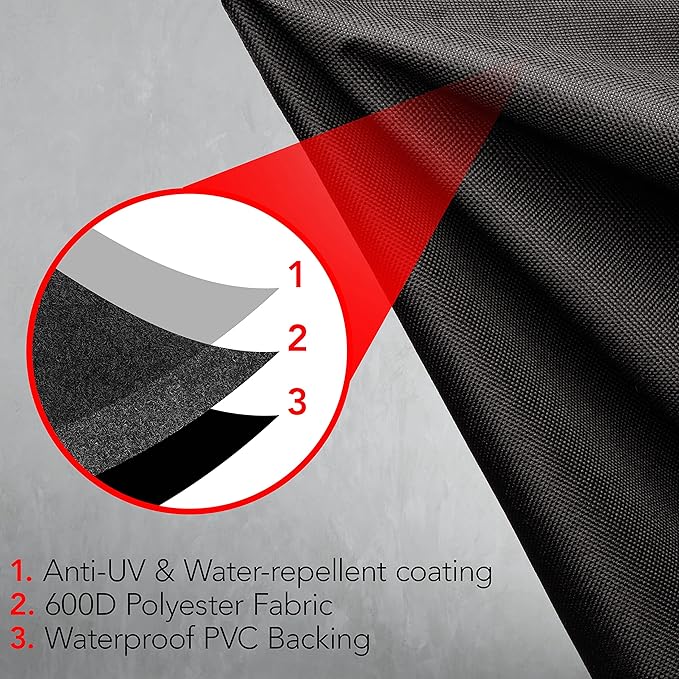 Heavy Duty BBQ Grill Cover for Outdoor Grill, 58 Inch – Waterproof, Weather Resistant, UV & Fade Resistant with Adjustable Straps – Gas Grill Cover for Weber, Genesis, Charbroil, etc. Black