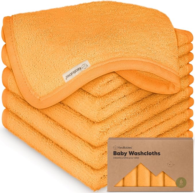 6-Pack Baby Washcloths, Soft Absorbent Washcloths by KeaBabies