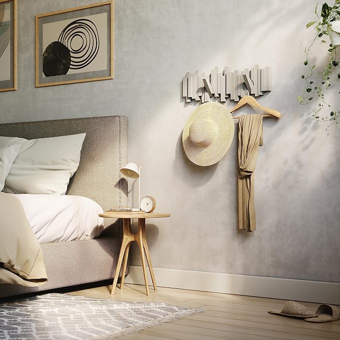 Umbra Sticks Wall Mount Coat Rack, 5 Hook Retractable Pegs, sculptural modern - Image 9