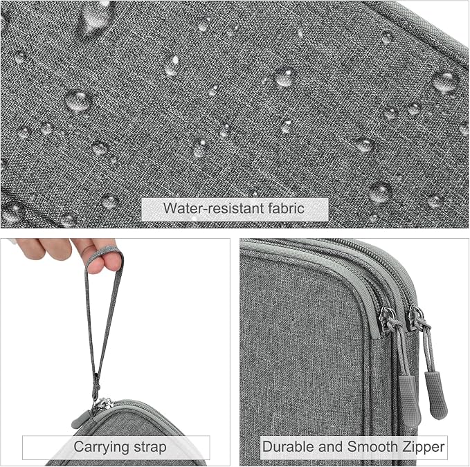 FYY Electronic Organizer, Travel Tech Pouch Bag, Dark Grey | Wrist Strap - Image 4