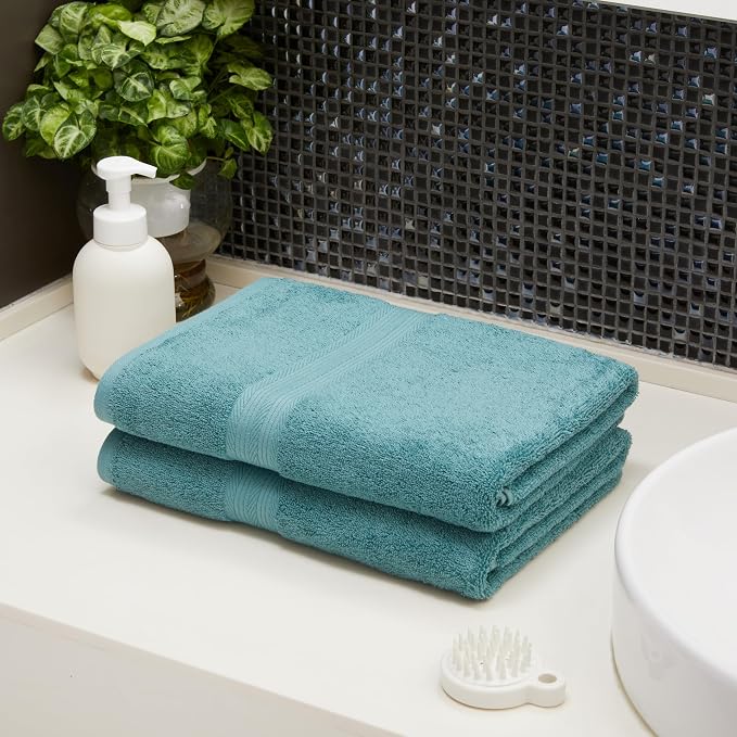 Amazon Basics Fade-Resistant 100% Cotton Bath Towel, Teal Green - Image 7