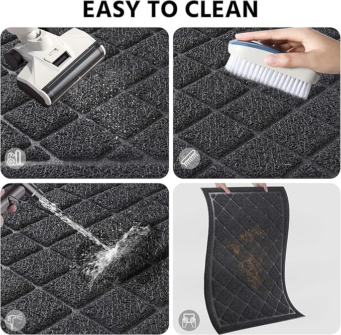 Front Door Mat Indoor Outdoor Entrance, 36" x 48" All-Season Heavy Duty Waterproof Doormat, Non-Slip Absorbent Entryway Mat, Easy to Clean, Low Profile Commercial Floor Mat for Indoor Outdoor