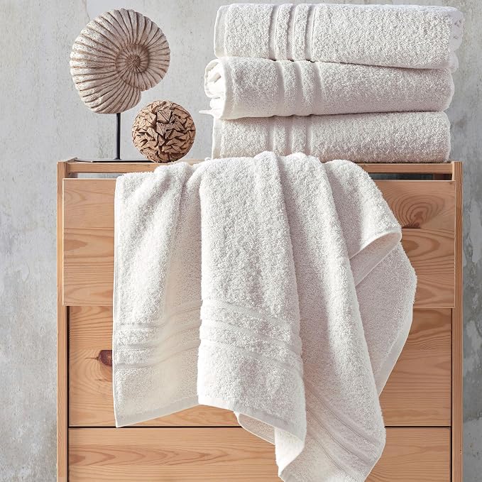 Hawmam Linen Sea Salt Cream Bath Towels 4 Pack Soft and Absorbent - Image 6
