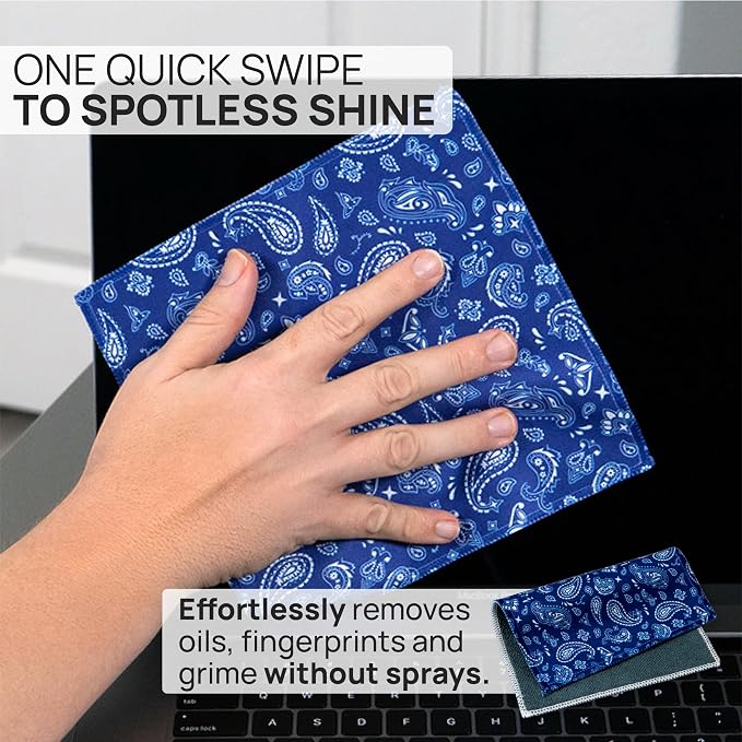 Microfiber Wholesale Quick Cloth Glasses Cleaning Cloths 8x8 Paisley Blue | - Image 2