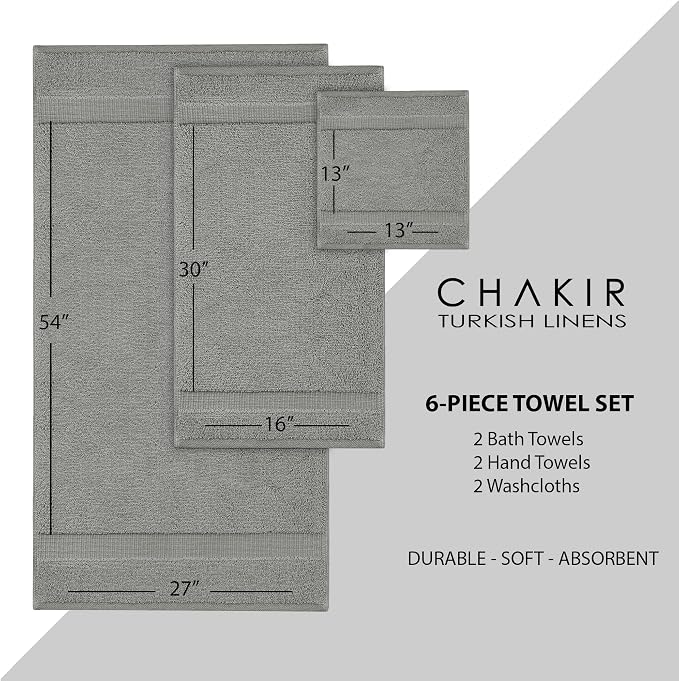 Chakir Turkish Linens 100% Cotton 6-Piece Towel Set, Oeko-Tex Certified: 2 Bath - Image 6