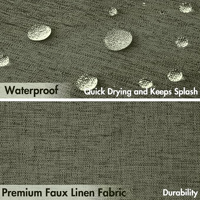 MIULEE 72"x84" Extra Long Scalloped Linen Shower Curtain Olive Green - Image 4