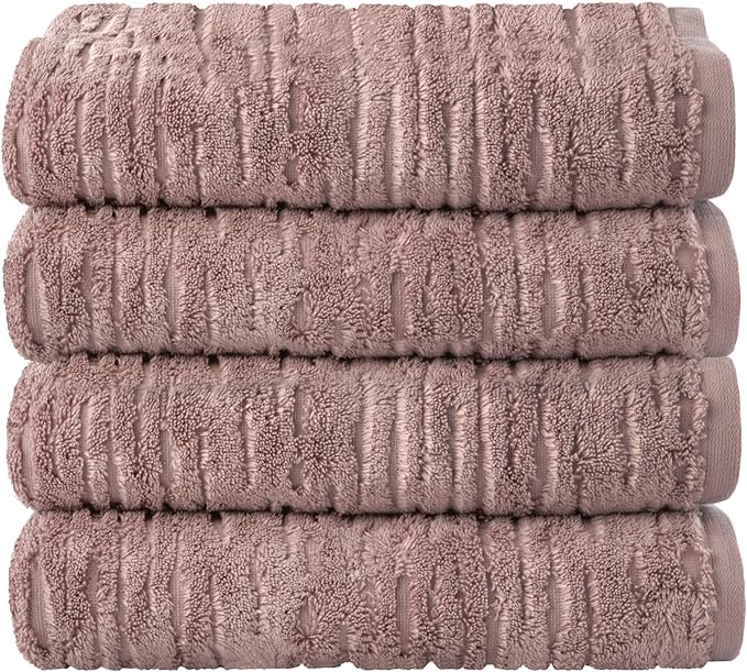 SKL Home CloudSoft 100% Cotton Luxury 4-Piece Bath Towel Set, Clay | Premium by SKLHomebySaturdayKnightLtd