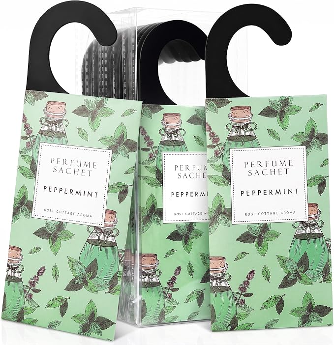 Large 12 Packs Peppermint Hanging Scented Sachets Long-Lasting Closet by ROSECOTTAGE
