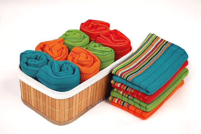 Kitchen Dish Towels Salsa Stripe | 100% Natural Absorbent Cotton Salsa Towels | - Image 4