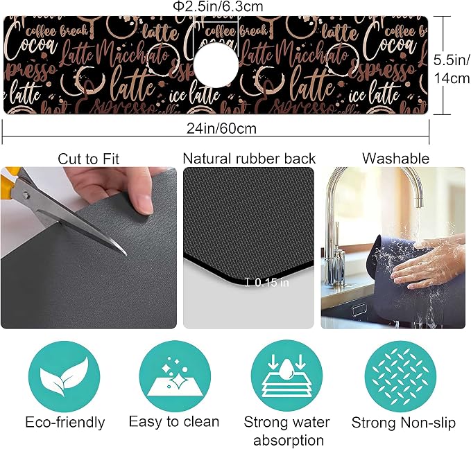Kitchen Sink Splash Guard Faucet Mat Super Absorbent Fast Drying Mat Sink - Image 5