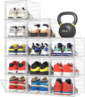 Pinkpum Upgraded Hard Shoe Storage Box 12 Pack XL Clear Shoe Organizer by Pinkpum