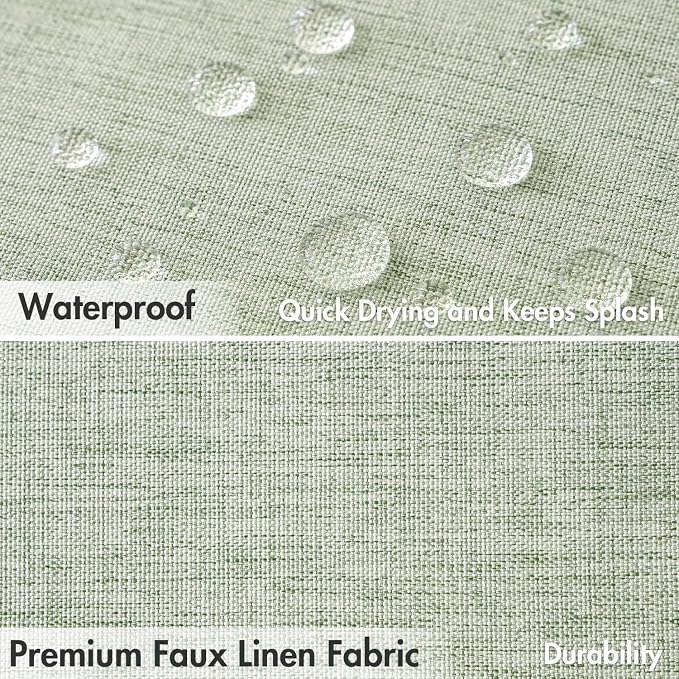 MIULEE Sage Green Scalloped Linen Shower Curtain 72x72 Inches - Image 4