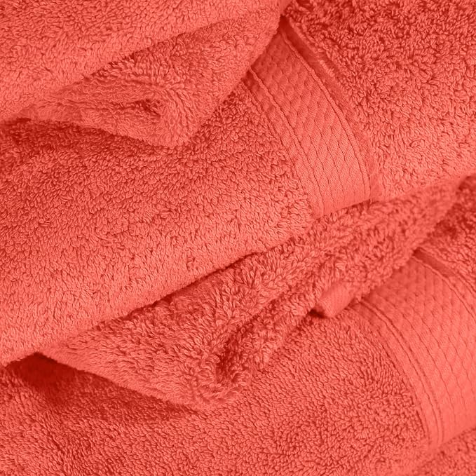 SUPERIOR Egyptian Cotton Ultra Plush & Absorbent, 6 Piece Set, Coral | Quick Dry - Image 8