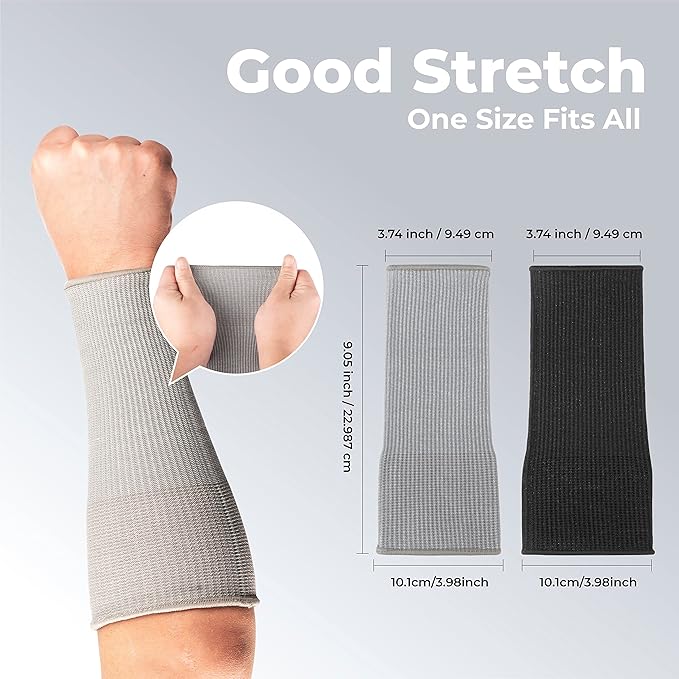 OriStout 4 Pairs Forearm Sleeves, Arm Protectors for Thin Skin and Bruising, Level 3 Cut Resistant Sleeves, Arm Protection for Gardening, Yard Working, Pet Grooming, Black and Grey