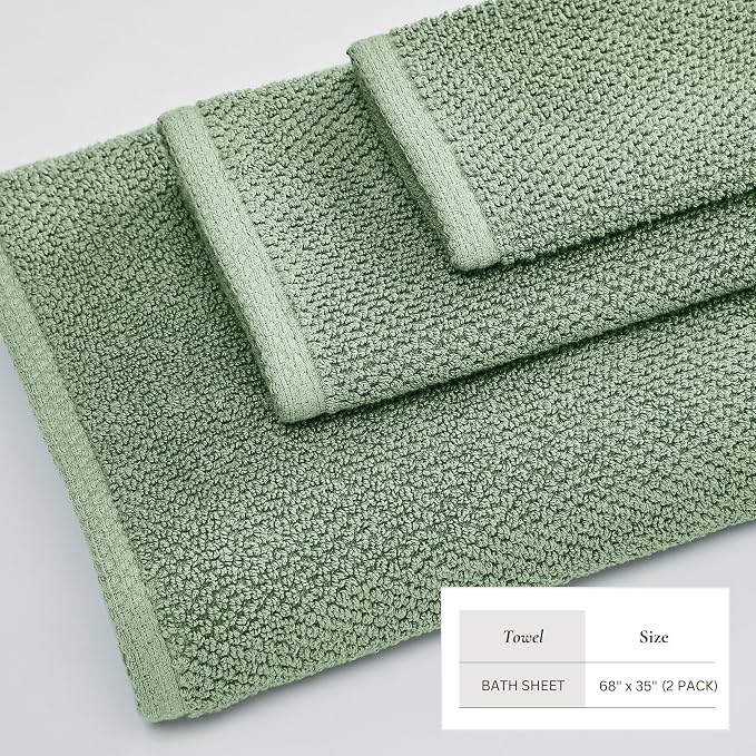 Great Bay Home 100% Cotton Oversized 2 Pack 68x35 Extra Large Towel Set - Image 4