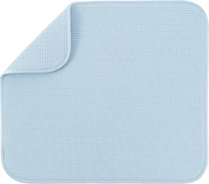 S&T INC. Dish Drying Mat, Sky Blue | Absorbent Microfiber, Kitchen Counter Mat by STINC