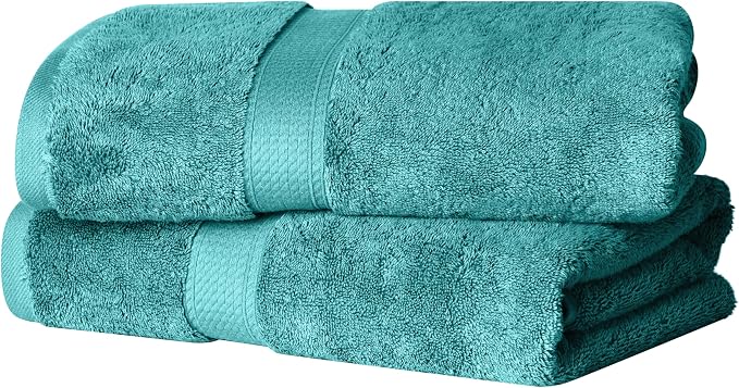 Superior Egyptian Cotton Plush & Absorbent, Bath Towel Set of 2, Turquoise | by SUPERIOR