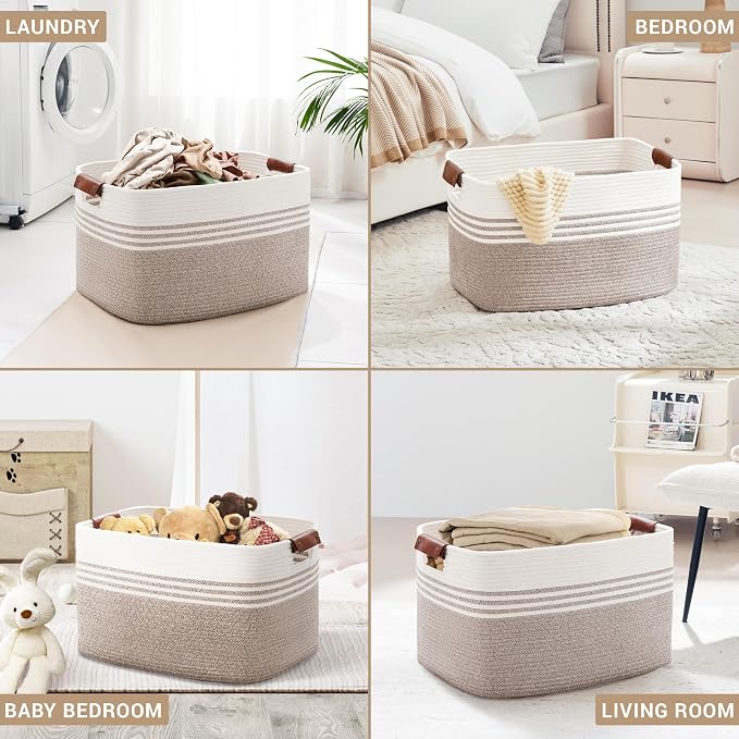 86L Large Woven Laundry Basket Hamper - Image 4