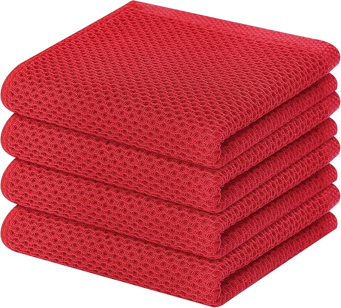 Homaxy 100% Cotton Waffle Weave Kitchen Dish Towels 4-Pack, Ultra Soft by Homaxy