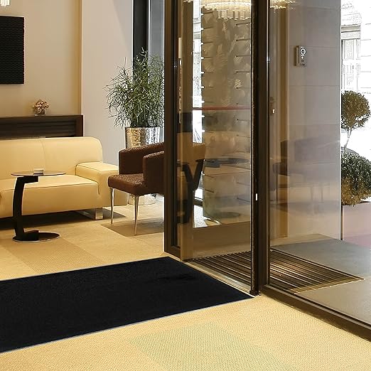 Guardian Platinum Series Indoor Wiper Floor Mat, Rubber with Nylon Carpet, 2'x9', Black