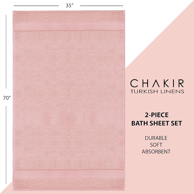 Chakir Turkish Linens 100% Cotton 2-Pack Bath Sheets 35x70, 35x70 Oversized - Image 5