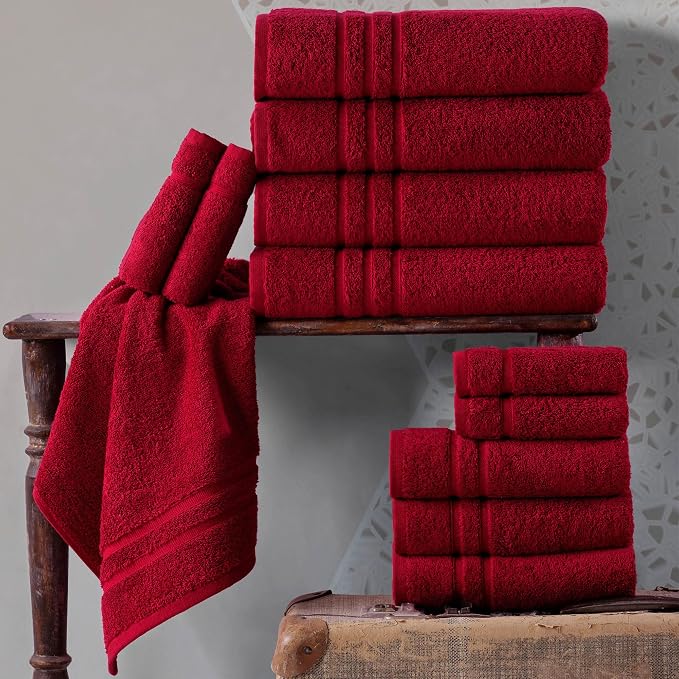 Hawmam Linen Red Bath Towels 4 Pack Soft and Absorbent - Image 2