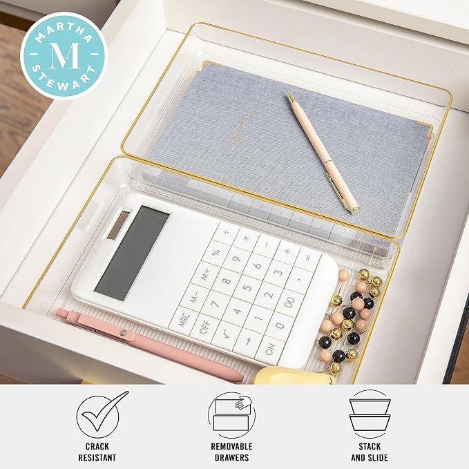 Martha Stewart Kerry Stackable Desk Drawer Organizers - Image 3