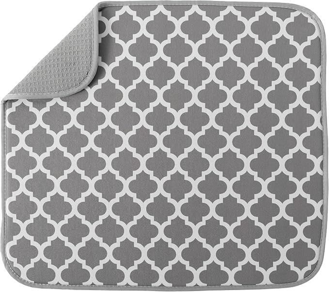 S&T INC. Dish Drying Mat, Trellis | Absorbent Microfiber, Kitchen Counter Mat by STINC