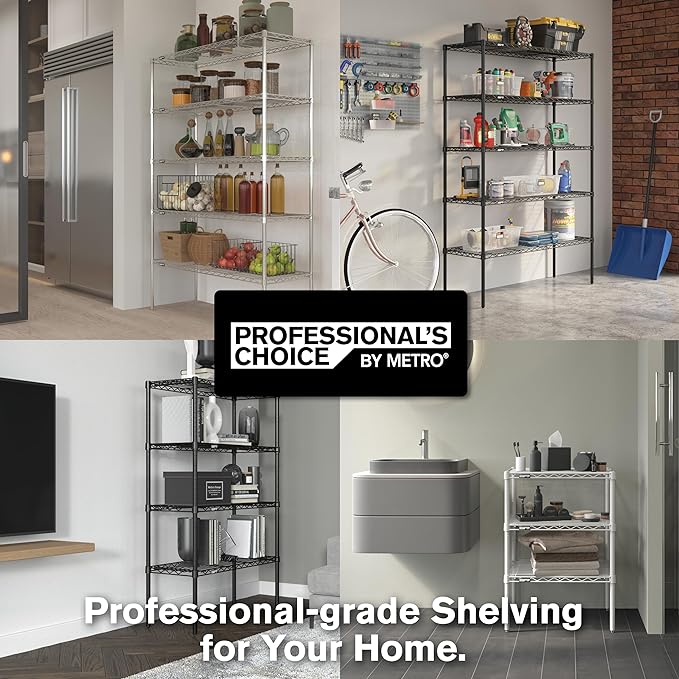 Metro Professional's Choice Commercial-Grade NSFShelving Unit - Multipurpose Adjustable Wire Shelf for Home, Garage, Kitchen and More - 5 Shelves, 18" W x 48" L x 74" H - Chrome