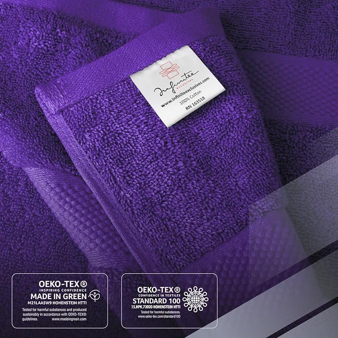 Infinitee Xclusives 100% Cotton Bath Towel Set – 8 Piece Bathroom Towel Set | – - Image 5